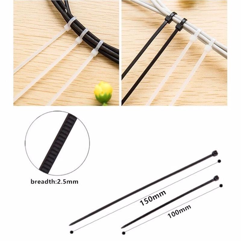 100 Stück 2,5 x 100 mm selbstsichernde Kabelbinderschnur Seil-Organizer-Haltergurte mit Reißverschluss 2.5X150mm weiß von Joom DACH