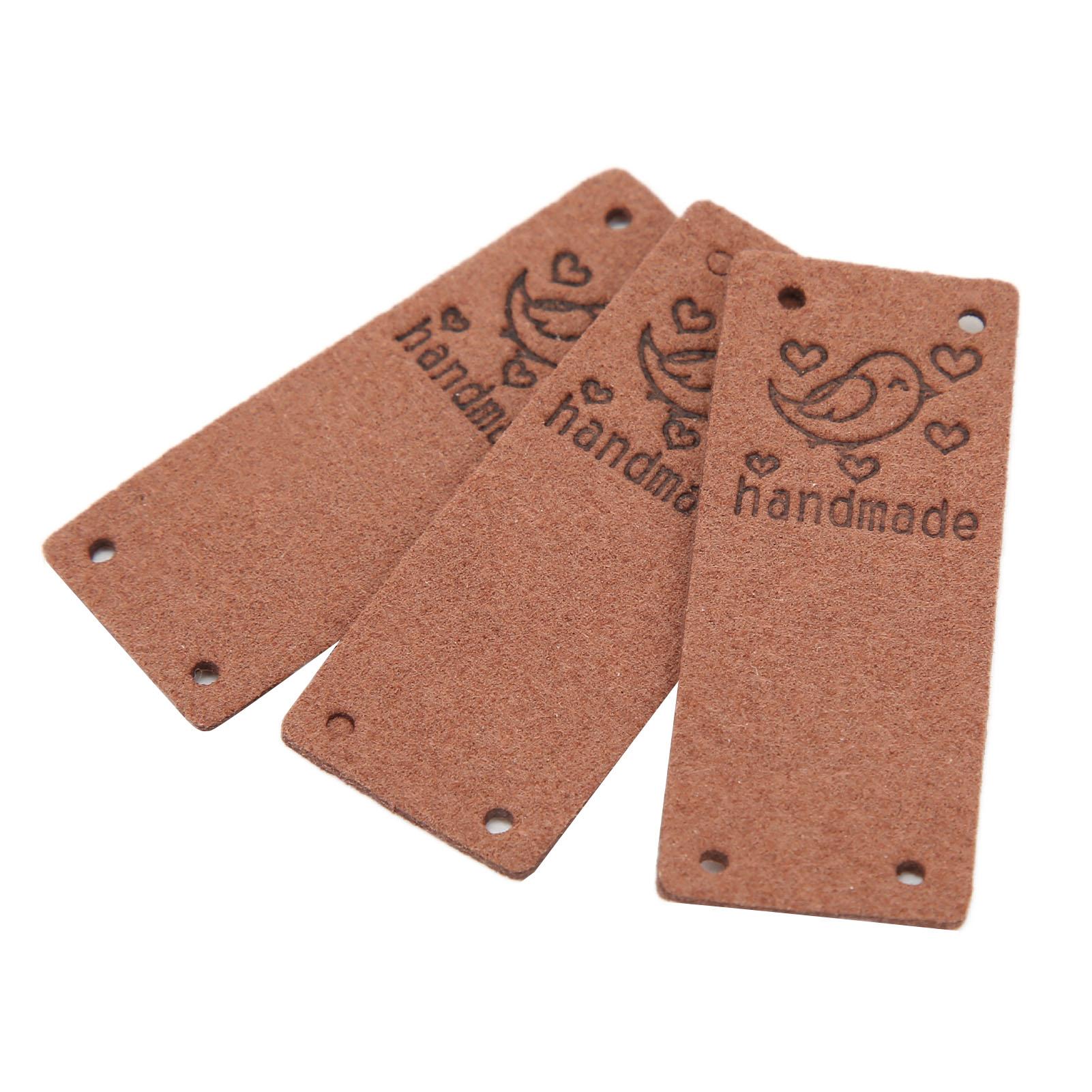 100 Stück PU Lederetikett Vogel Farbe Handgefertigt Weich 4 Löcher Nützliches DIY-Zubehör für Geldbörse Hut(Tief dunkelbraune von Joom DACH