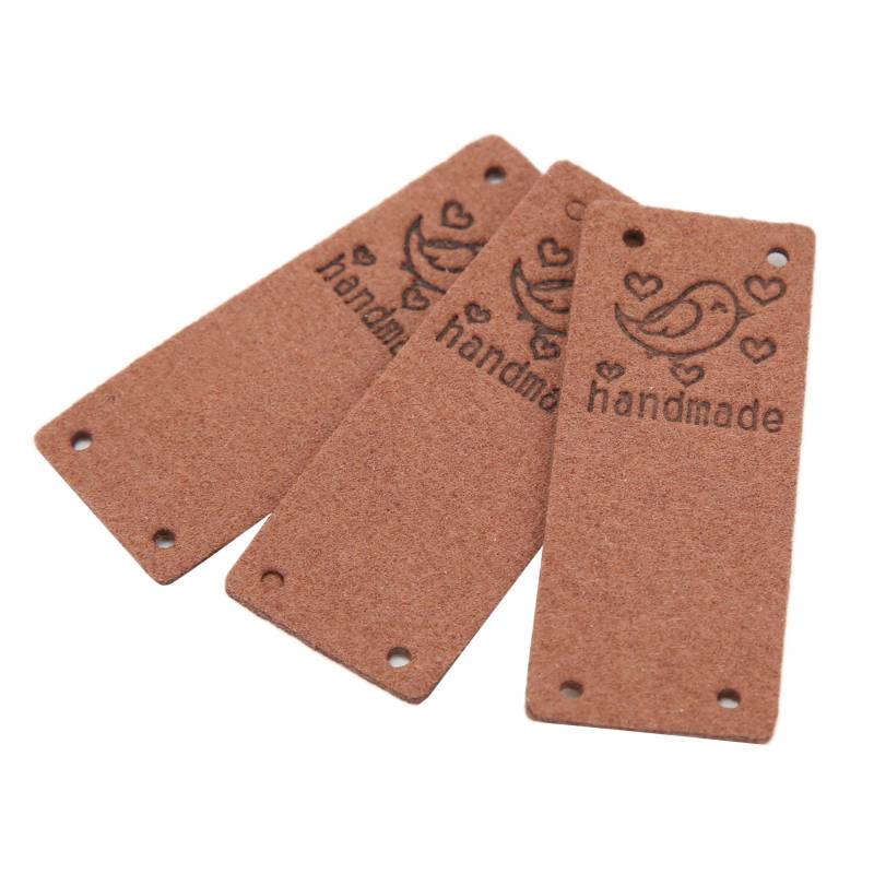 100 Stück PU Lederetikett Vogel Farbe Handgefertigt Weich 4 Löcher Nützliches DIY-Zubehör für Geldbörse Hut(Tief dunkelbraune von Joom DACH