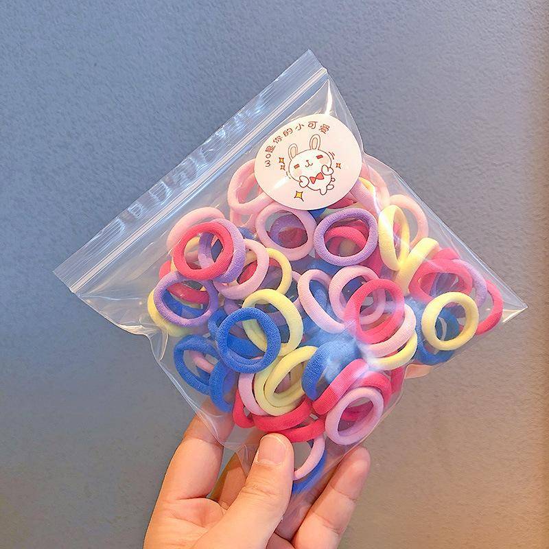 100 Stück elastisches Kinder-Haarseil, Bonbonfarben-Haarkreis, Kinder-Haar-Accessoires von Joom DACH
