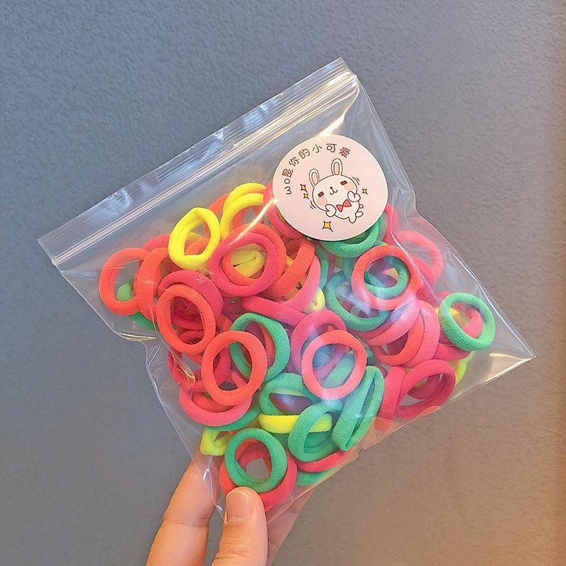 100 Stück elastisches Kinder-Haarseil, Bonbonfarben-Haarkreis, Kinder-Haar-Accessoires von Joom DACH