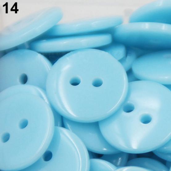 100 Stück runde Bonbonfarben-Harz-DIY-Knöpfe mit 2 Löchern, Scrapbooking-Nähzubehör #14 Light Blue von Joom DACH