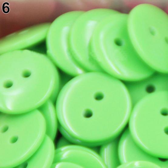 100 Stück runde Bonbonfarben-Harz-DIY-Knöpfe mit 2 Löchern, Scrapbooking-Nähzubehör #6 Light Green von Joom DACH