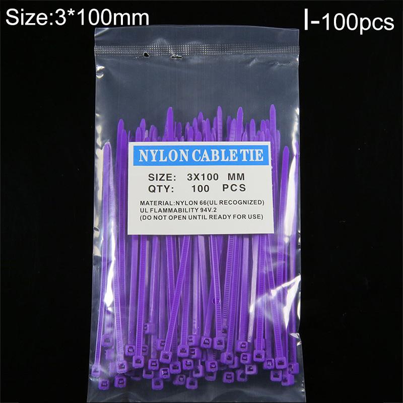 100 Stück selbstsichernde, korrosionsbeständige Nylon-Draht-Kabelbinder, Organizer, Kabelbinder violett von Joom DACH