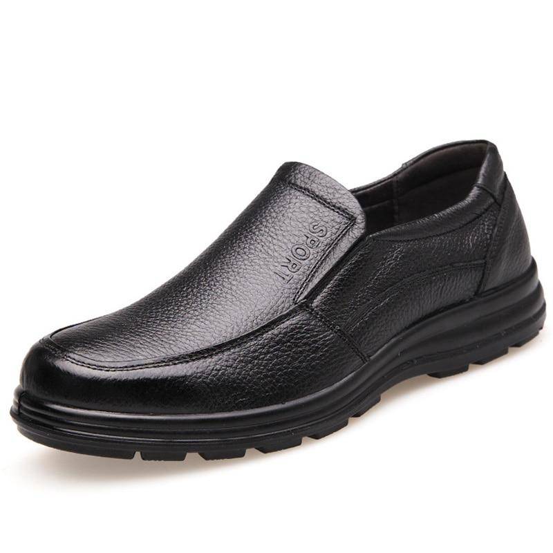 100% echtes Leder Schuhe Herren Business Brogues Rindsleder Herrenschuhe Slip-on Schwarz Braun 41 schwarz von Joom DACH