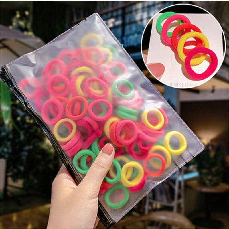 100 stücke Elastische Kopf Band Kinder Haar Seil Haar Krawatten Candy Farbe Nette Handtuch Haar Ring Für Kleine Mädchen Kinder haar Zubehör von Joom DACH