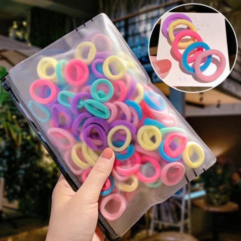 100 stücke Elastische Kopf Band Kinder Haar Seil Haar Krawatten Candy Farbe Nette Handtuch Haar Ring Für Kleine Mädchen Kinder haar Zubehör von Joom DACH