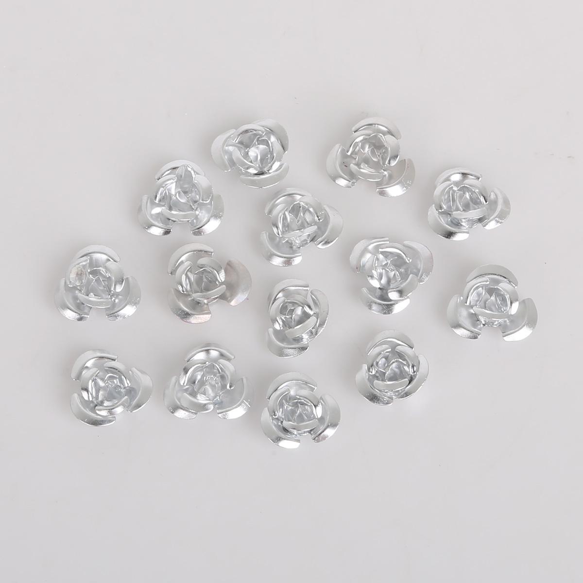 100 stücke Rose Kopf Aluminium Schmuck Produktion Hochzeit Party DIY Handwerk Dekoration Gemischte Farbe Perlen Hause Dekoration 12mm silber von Joom DACH