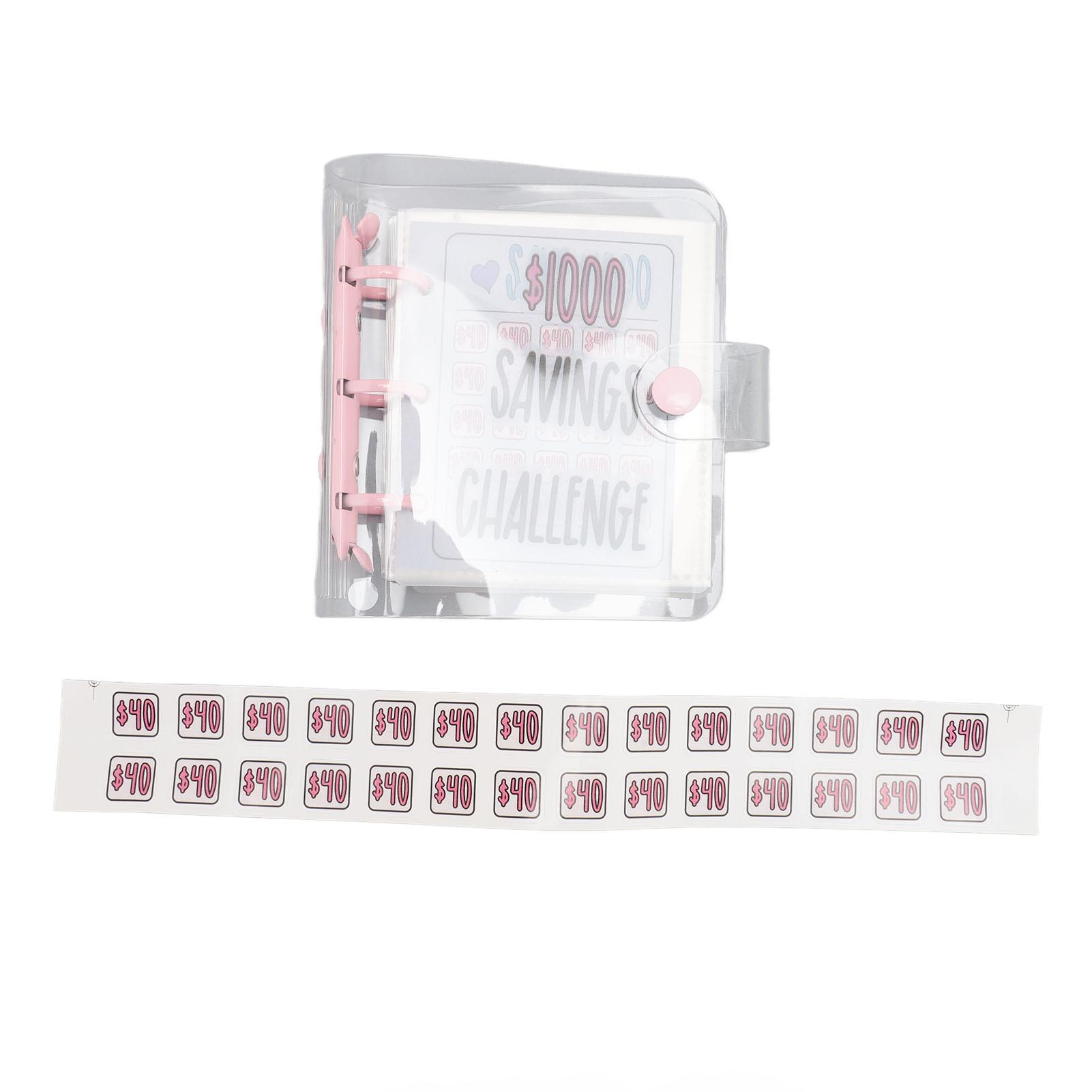 1000 Spar-Challenge Ordner Mehrzweck PVC Wiederverwendbar Mini Budget Ordner mit Aufkleber für Geld rosa von Joom DACH