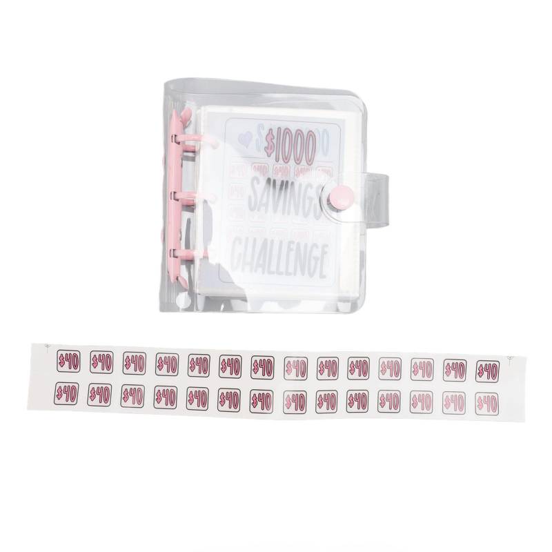 1000 Spar-Challenge Ordner Mehrzweck PVC Wiederverwendbar Mini Budget Ordner mit Aufkleber für Geld rosa von Joom DACH