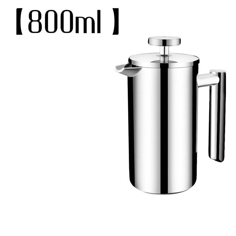 1000 ml Edelstahl 304 Doppelschicht-French-Press-Kaffeekanne mit größerem Fassungsvermögen, manueller Café-Maker 800ML von Joom DACH