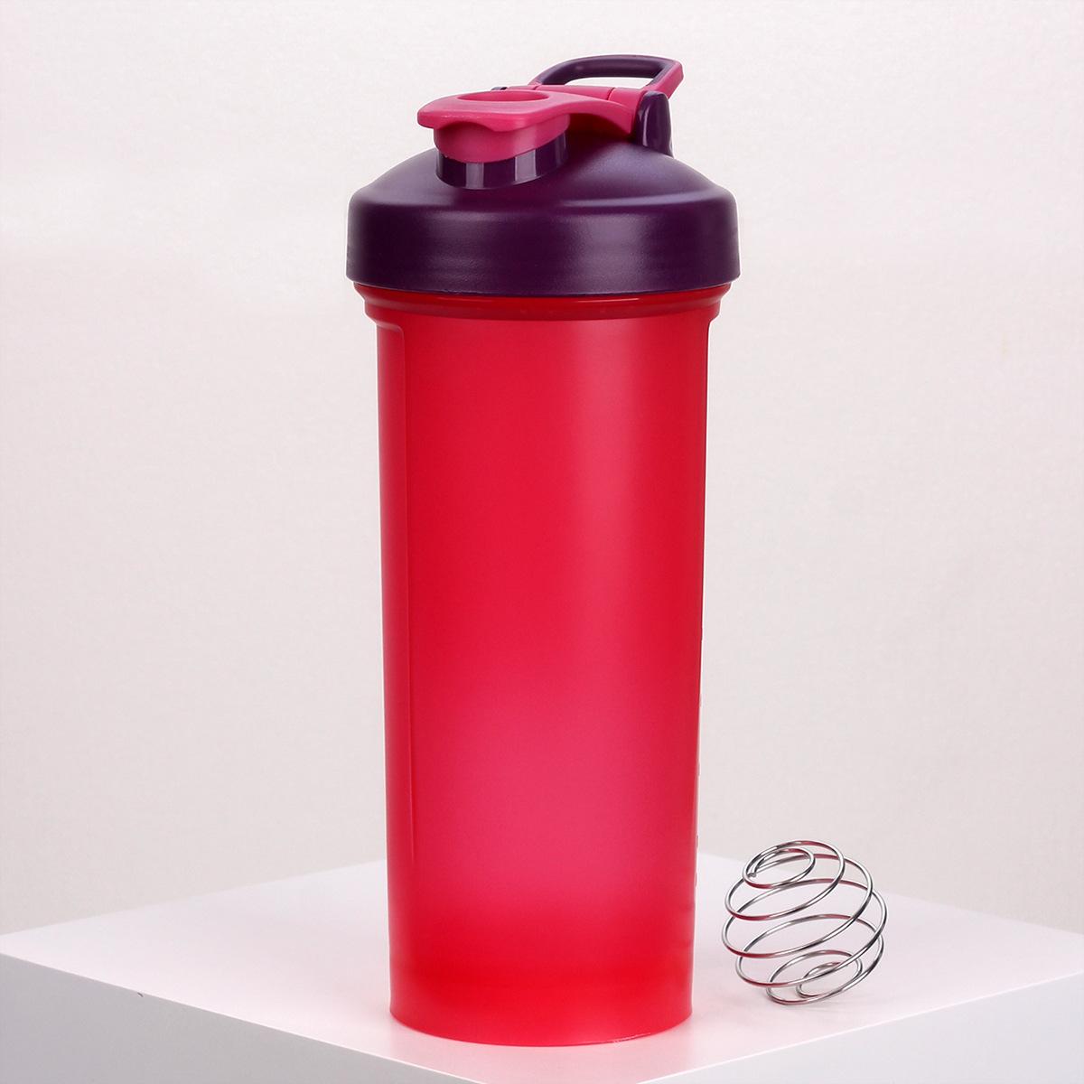 1000 ml Shaker-Becher, 1 l Shaker-Becher, extra großer Sport-Wasserbecher mit Rührball und Griff 1000ml rot von Joom DACH
