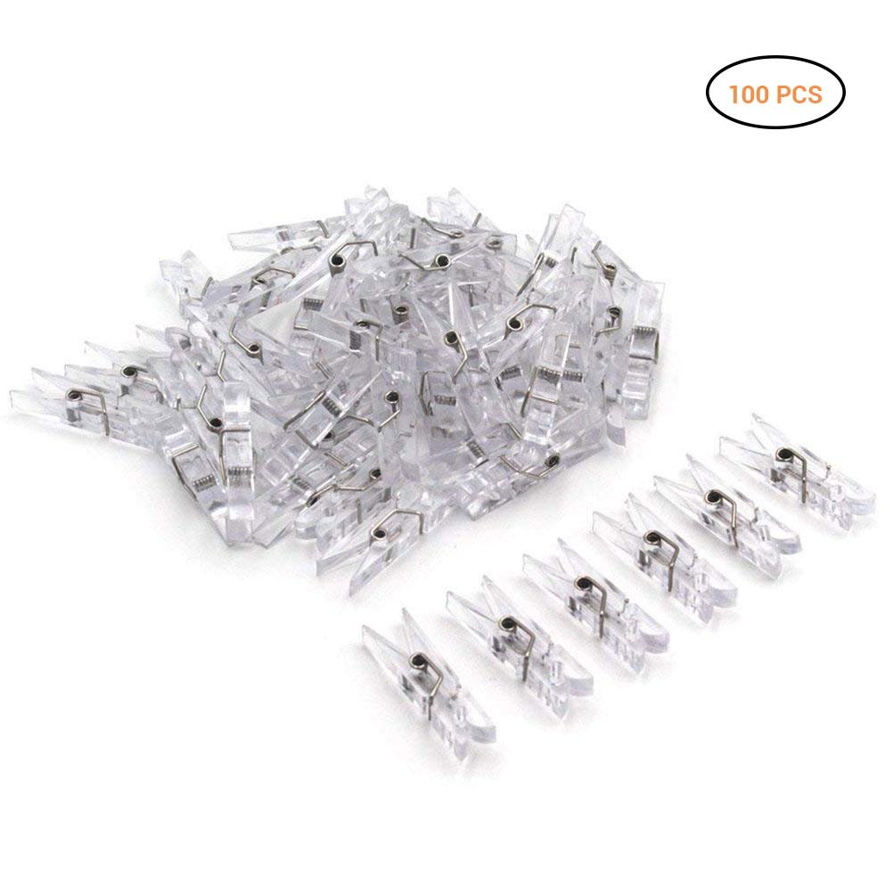 100Pcs Mini Transparent Kunststoff Utility Papier Clip Wäscheklammern Clip Wäscheleine Clips von Joom DACH
