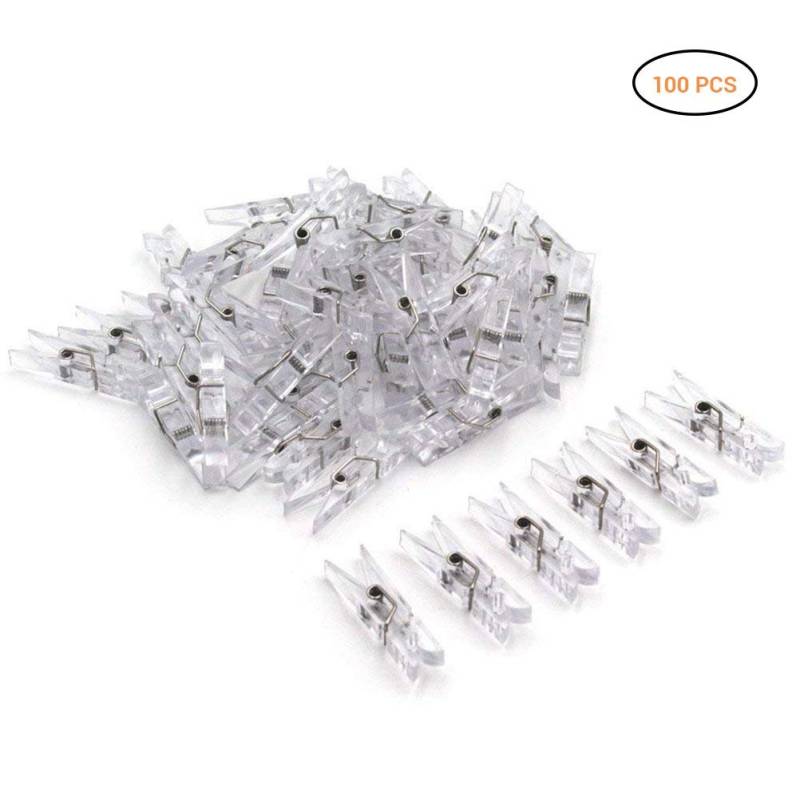 100Pcs Mini Transparent Kunststoff Utility Papier Clip Wäscheklammern Clip Wäscheleine Clips von Joom DACH
