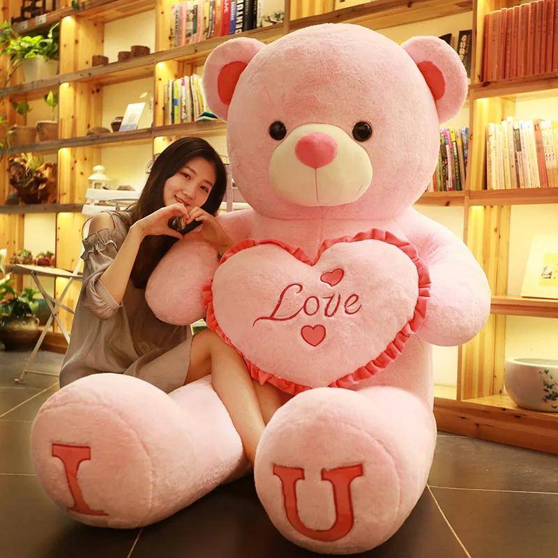 100cm Große Größe Plüschtier Teddybär Riese Rosa Weich Stofftiere Kissen Puppen Freundin Kinder Frau Weihnachten Valentinstag 80cm von Joom DACH