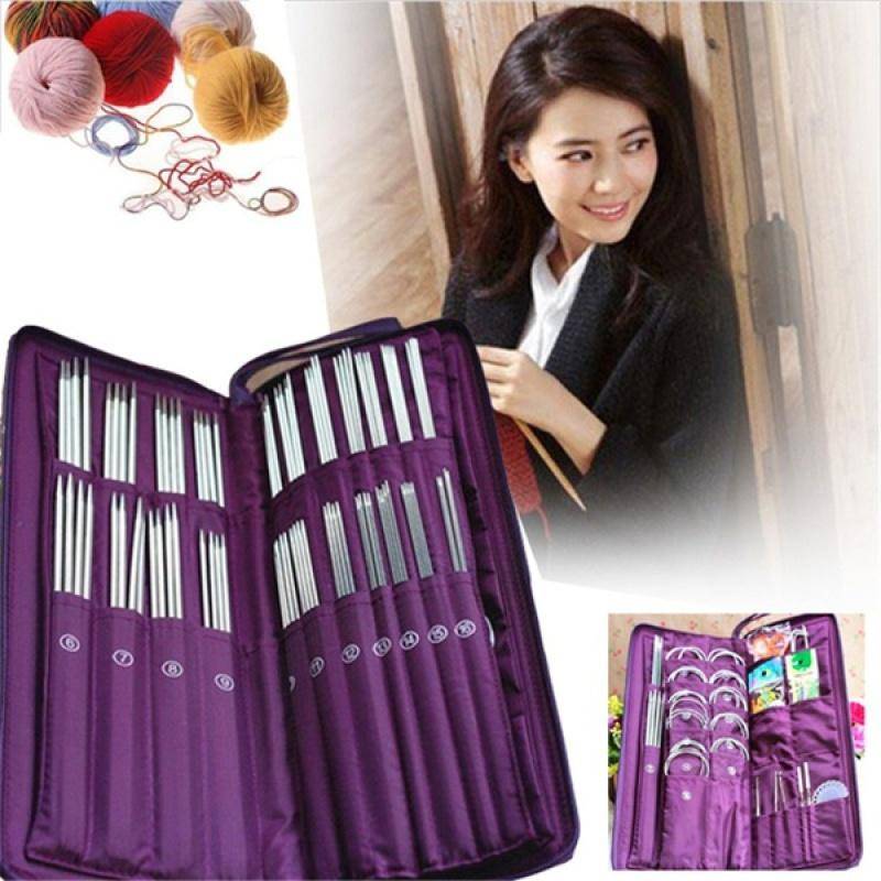 104-teiliges Set aus geraden Rundstricknadeln und Häkelnadeln aus Edelstahl mit Tasche 104-teiliges Set aus geraden Rundstricknadeln und Häkelnadeln aus Edelstahl mit Tasche von Joom DACH