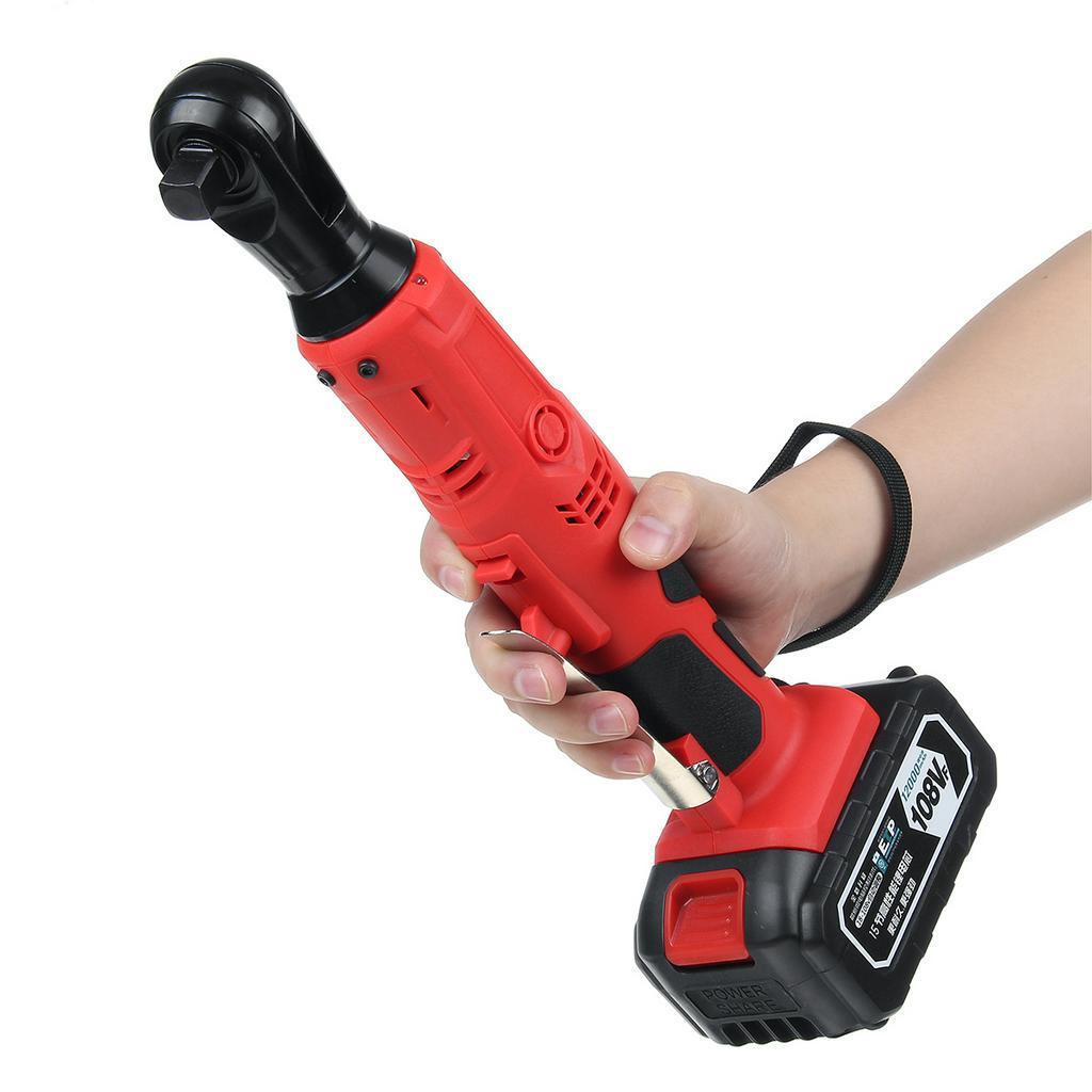 108V 160N.m Akku-Elektroschrauber Ratschenschlüssel Reparaturwerkzeug Wiederaufladbarer rechtwinkliger Schraubenschlüssel mit 2 Akkus von Joom DACH