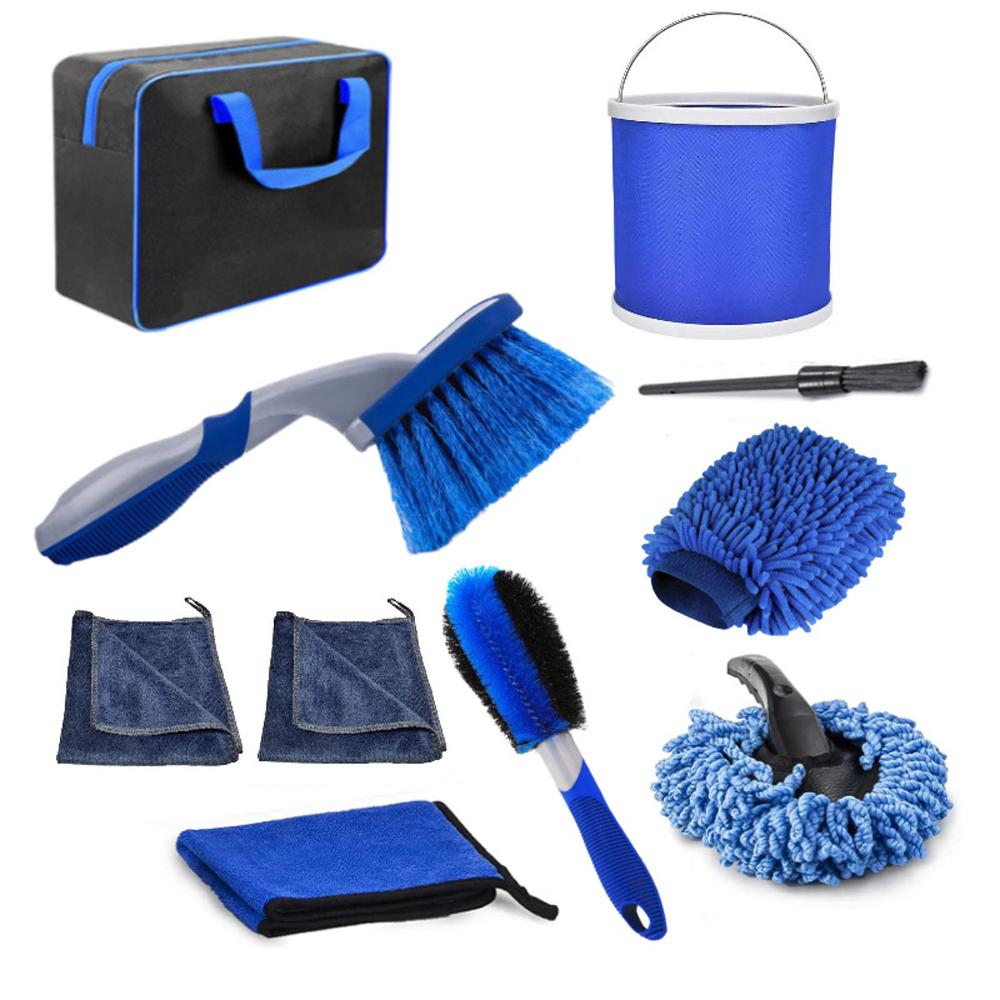 10PCS Auto Waschen Reinigung Werkzeuge Kit Automobil Detaillierung Pinsel Dash Duster Pinsel Waschen Mitt Handtücher blau von Joom DACH