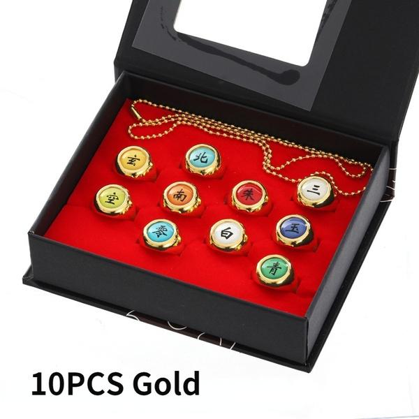 10PCS mit Box Naruto Anzug Ring Sharingan Akatsuki Cosplay Mitglied Komplettset Sasori Itachi Hidan Deidara Ring Set Kostümzubehör für Kinder GIF von Joom DACH