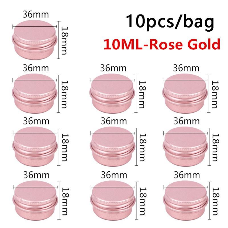 10Pcs 5ML/10ML/15ML Leere Aluminium Zinn Glas für Verpackung Creme Balsam Nagel Kerze kosmetische Runde Lagerung Container Mini Metall Box 10ml10pcs rose gold von Joom DACH