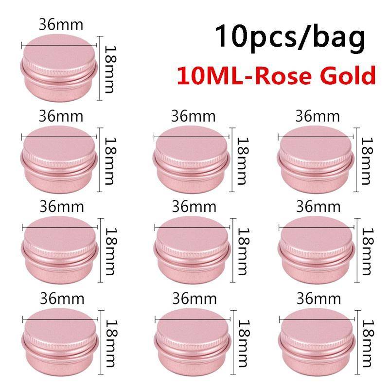 10Pcs 5ML/10ML/15ML Leere Aluminium Zinn Glas für Verpackung Creme Balsam Nagel Kerze kosmetische Runde Lagerung Container Mini Metall Box 10ml10pcs rose gold von Joom DACH