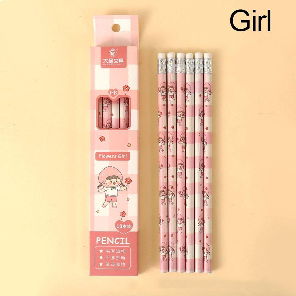 10Pcs Schreibwaren Schreib Bleistift Skizze Malerei Bleistift Hohe-qualität HB Bleistift Büro Girl von Joom DACH