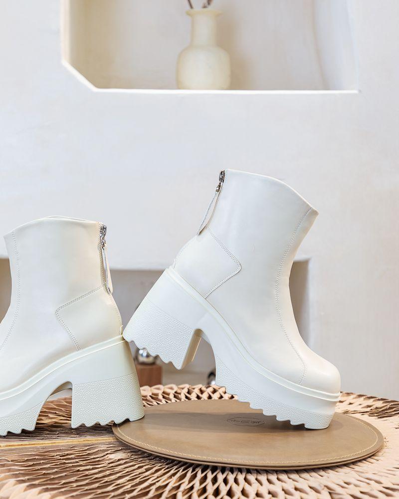 10cm Erhöhung Echtes Leder Damen Kurzstiefel Marton Stiefel Dicker Absatz Britischer Stil Damen Lässig Beliebt Trendige Stiefel 39 von Joom DACH