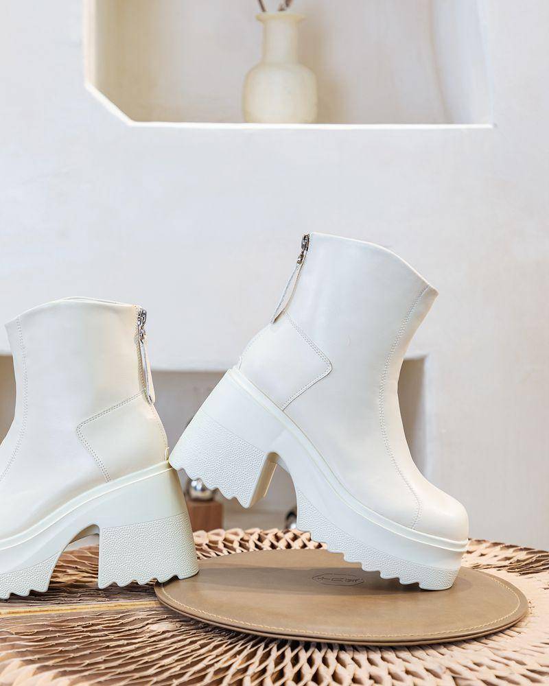 10cm Erhöhung Echtes Leder Damen Kurzstiefel Marton Stiefel Dicker Absatz Britischer Stil Damen Lässig Beliebt Trendige Stiefel 39 von Joom DACH