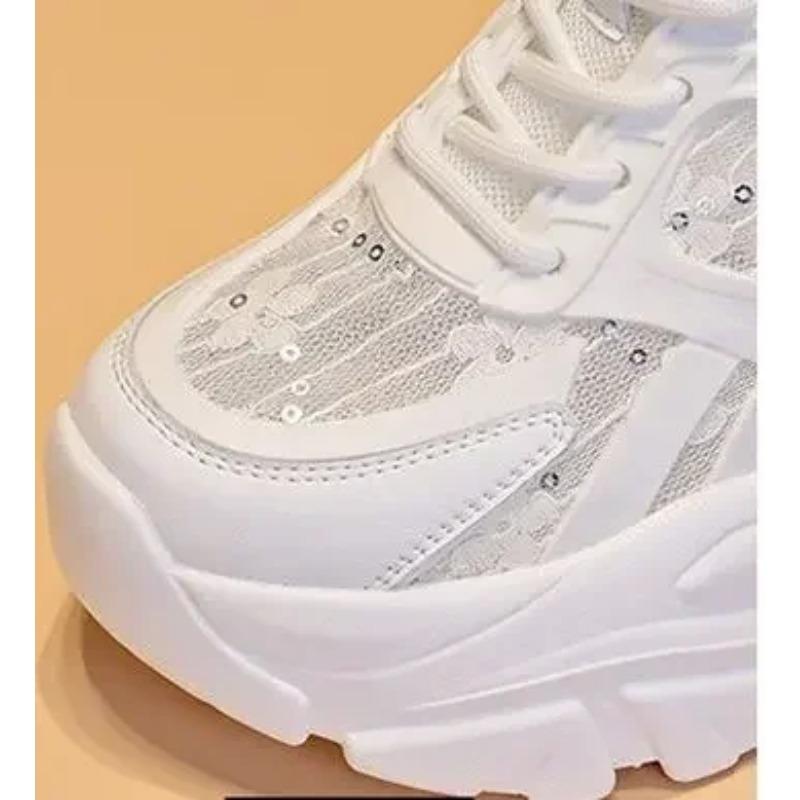 10cm Spitze Atmungs Pailletten Echtes Leder Plattform Keil Chunky Sneaker HighCasual Sommer Bling Damen Schuhe FreeShip 39 von Joom DACH