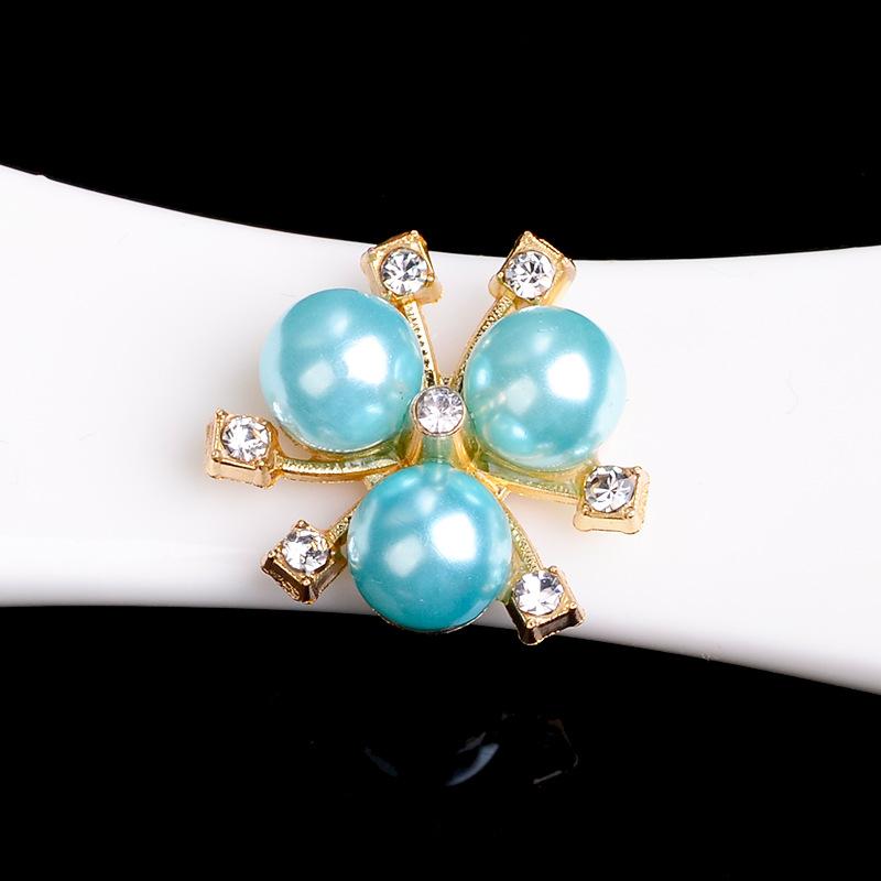 10x Flatback-Knopf mit Blumen-Strass-Kristallperlenverzierung 8354 von Joom DACH