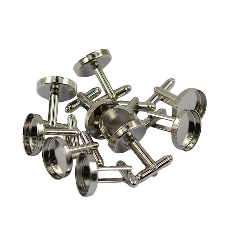 10x leere runde Lünetten-Cabochon-Fassung Basis-Manschettenknöpfe DIY formelle Manschettenknöpfe 16mm von Joom DACH