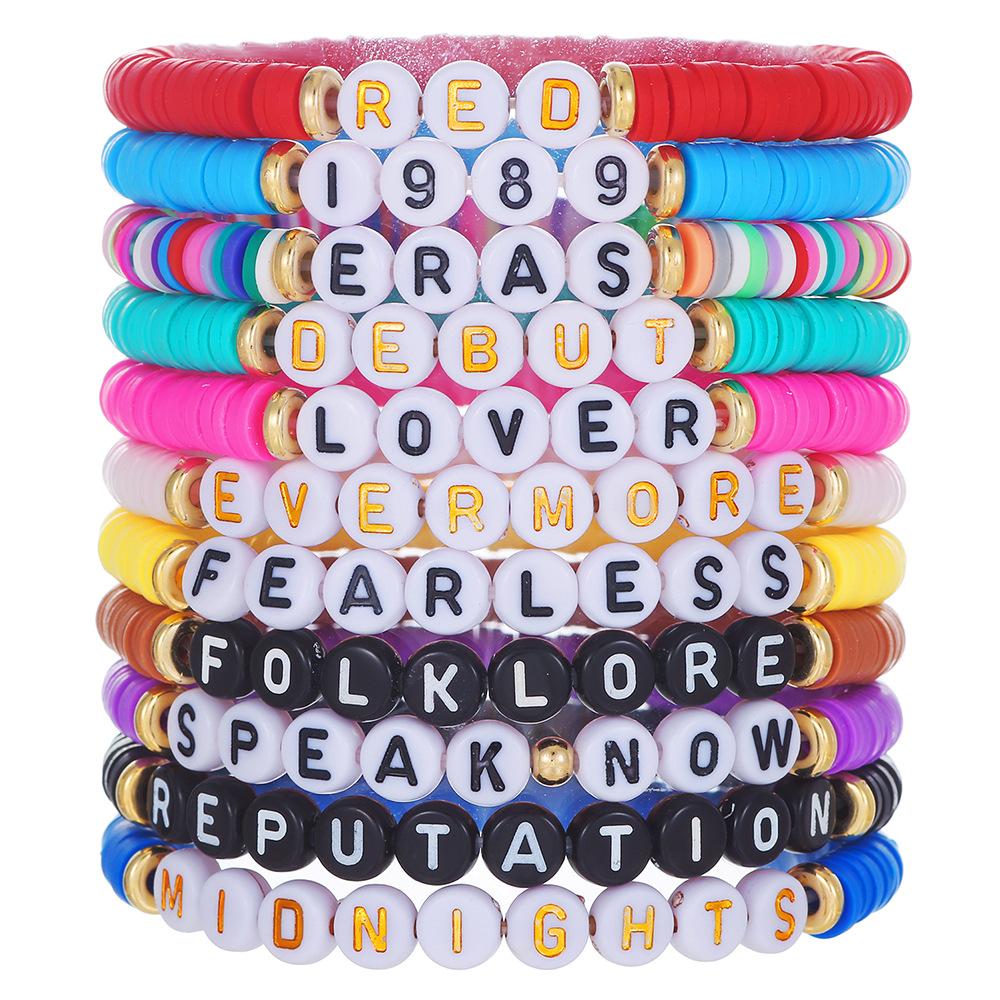 11/14 Stück bunte Freundschaftsarmbänder für Taylor-Swift-Fans, Album-Armbänder, Buchstabenperlen-Armband für Partygeschenke für Teenager-Mädchen von Joom DACH