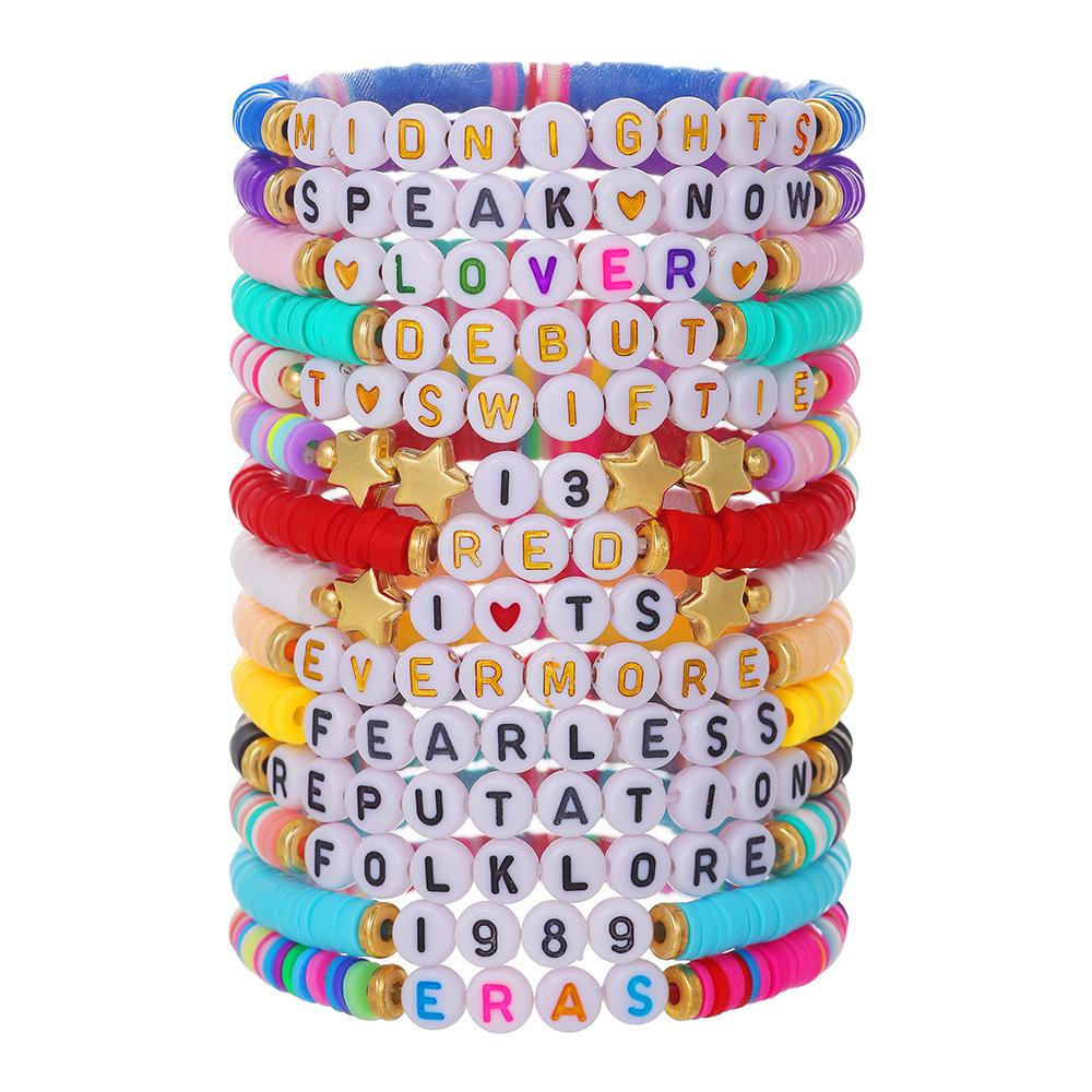 11/14 Stück bunte Freundschaftsarmbänder für Taylor-Swift-Fans, Album-Armbänder, Buchstabenperlen-Armband für Partygeschenke für Teenager-Mädchen von Joom DACH