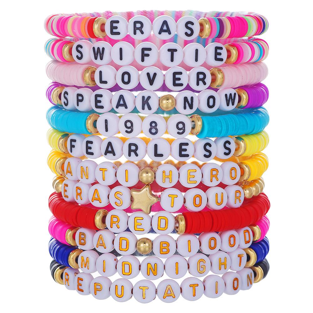 11/14 Stück bunte Freundschaftsarmbänder für Taylor-Swift-Fans, Album-Armbänder, Buchstabenperlen-Armband für Partygeschenke für Teenager-Mädchen von Joom DACH