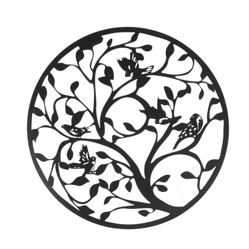 11,81 Zoll Baum des Lebens Wandkunst schwarze Beschichtung runde Form aushöhlen Metall Baum des Lebens Wandbehang von Joom DACH