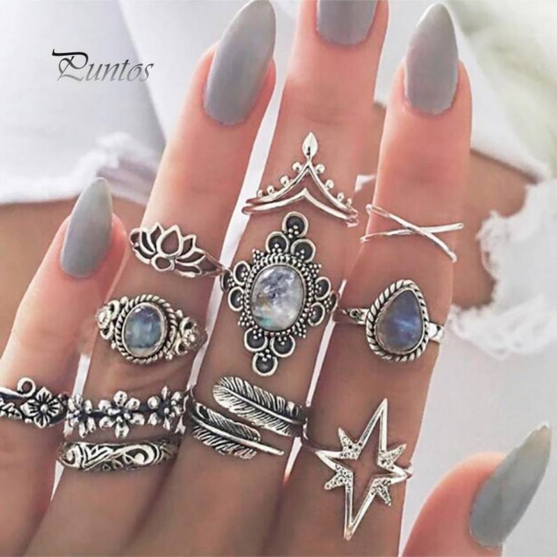 11 Stücke Frauen Retro Hohl Strass Knuckle Midi Finger Spitze Stapeln Joint Ring farbe: antik silber 11 Stücke Frauen Retro Hohl Strass Knuckle Midi Finger Spitze Stapeln Joint Ring farbe: antik silber von Joom DACH