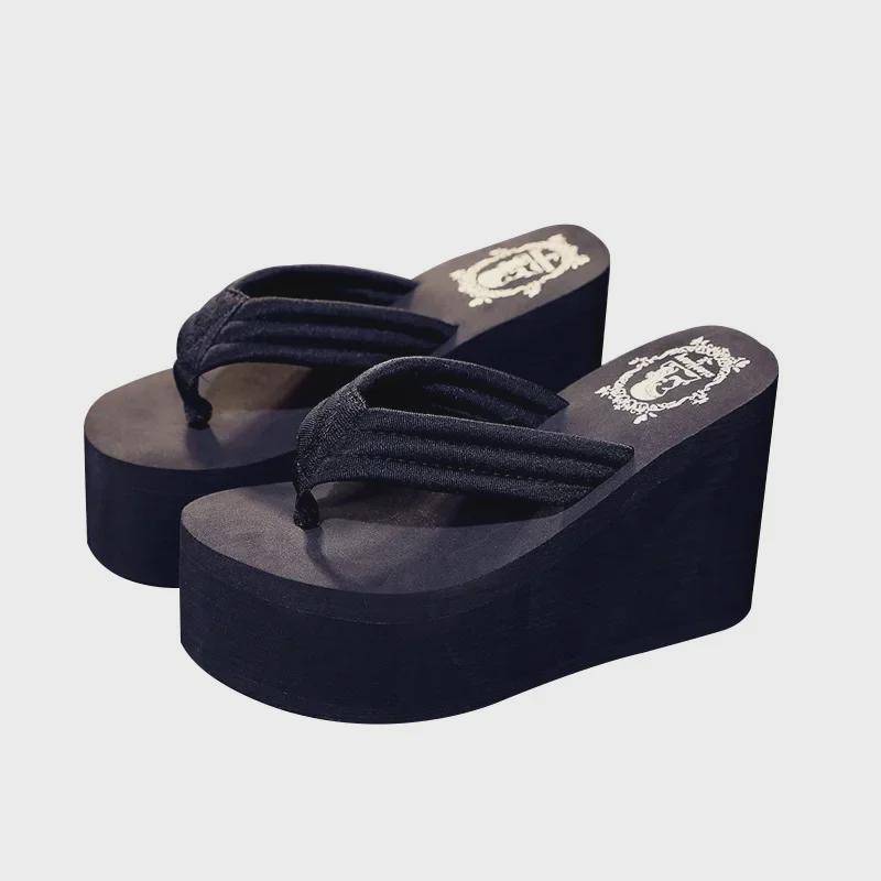 11 cm hoher Absatz, koreanische Mode-Flip-Flops – rutschfeste Sommer-Nachtclub-Sandalen für Damen 37 schwarz von Joom DACH