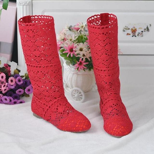 11 farben Erhältlich Spitze Hohl Stiefel Schuhe Atmungsaktive Stricken Linie Mesh Koreanische Hohe Sommer Frauen Stiefel Kniehohe Frauen Schuhe 39 von Joom DACH
