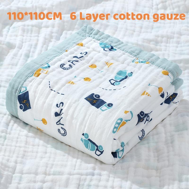 110*110CM Baby Badetuch Reine Baumwolle 6 Schicht Hohe Dichte Gaze Weiche Bequeme Haut-freundliche Atmungsaktive Baby Decke Sommer blau von Joom DACH