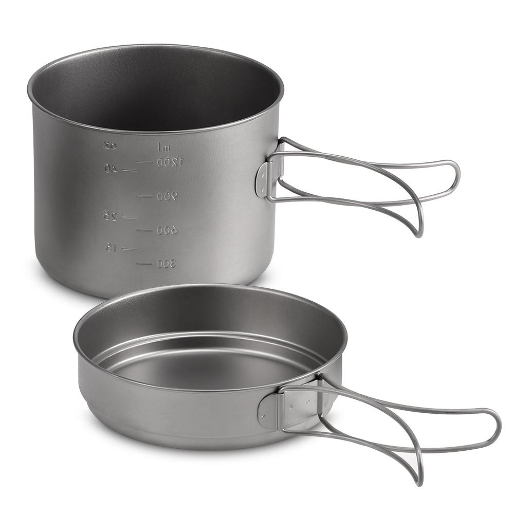 1100 ml / 1600 ml Titan-Topf-Pfannen-Set, superleichtes Camping-Kochgeschirr-Set, tragbares Kochwerkzeug 1600ml pot von Joom DACH