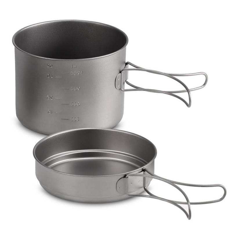 1100 ml / 1600 ml Titan-Topf-Pfannen-Set, superleichtes Camping-Kochgeschirr-Set, tragbares Kochwerkzeug 1600ml pot von Joom DACH