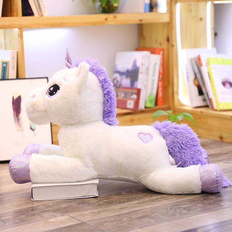 110cm Neue Riesengröße Einhorn Plüschtiere Rosa& Weiß Einhorn Stofftier Pferdespielzeug Weiche Puppe Überraschungsgeschenk für Kinder 80cm weiß von Joom DACH