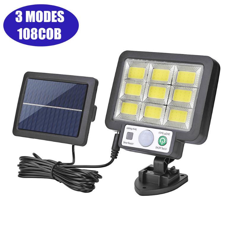 117COB Solar-Split-Hofleuchte, 3-Modus, wasserdicht, für den Außenbereich, Bewegungsmelder, Gartennotfall, Straßenlaterne, Fernbedienung, Wandleuchte, Flutlicht 108COB no Remote von Joom DACH