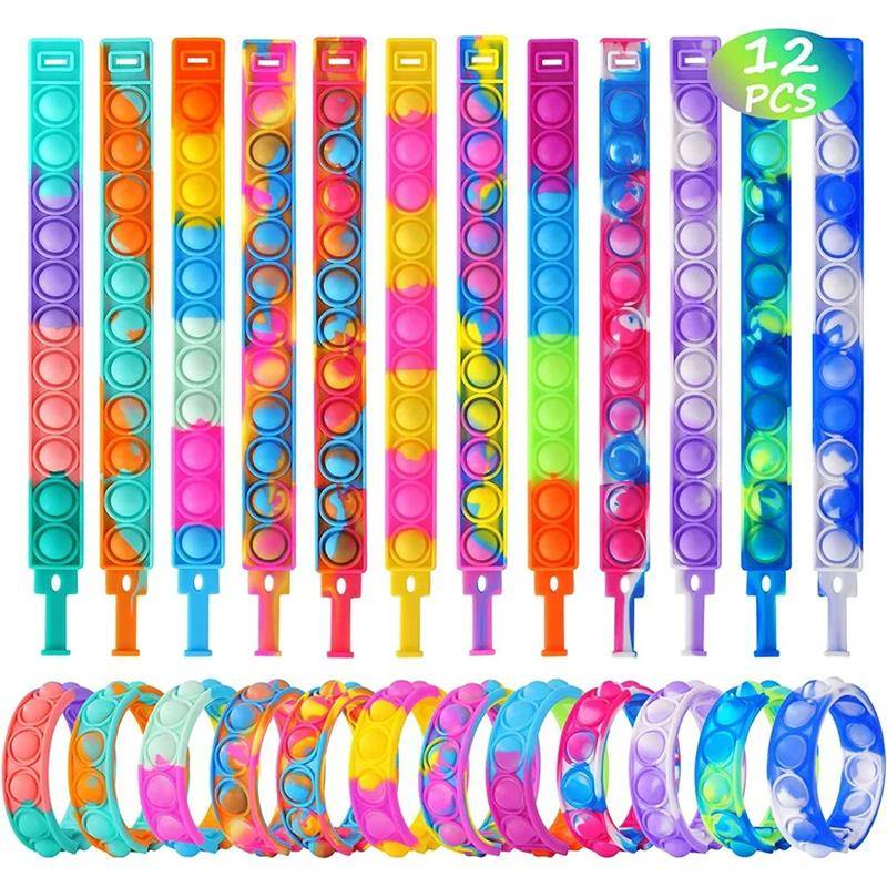 12/24Pcs Pop Armbänder Zappeln Spielzeug Kinder Geburtstag Party Favors Goodie Bag Pinata Füller Gast Geschenk Sensorischen Stress Relief Armband 12pcs von Joom DACH