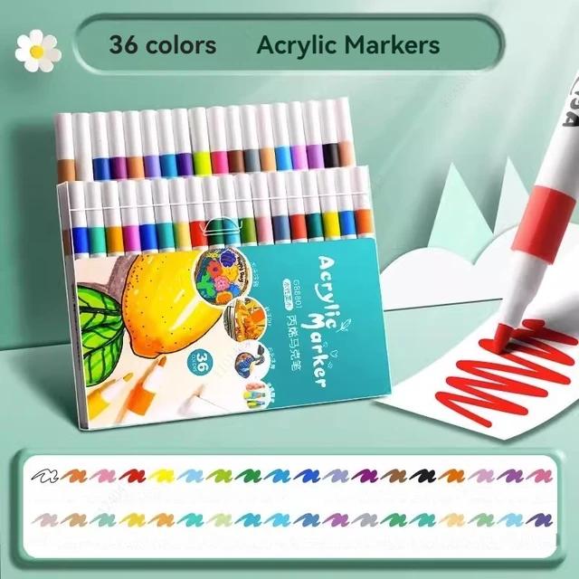 12–80 Farben Set Acrylfarbe Art Marker Pen Felsmalerei für Kinder Graffiti Stein Keramik Glas Holz DIY Handwerk Künstlerbedarf 36 Colors von Joom DACH