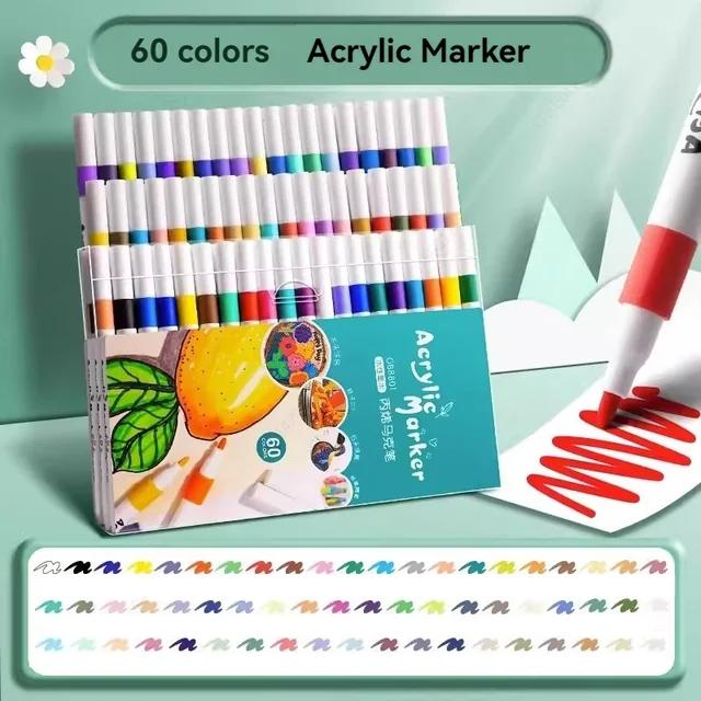12–80 Farben Set Acrylfarbe Art Marker Pen Felsmalerei für Kinder Graffiti Stein Keramik Glas Holz DIY Handwerk Künstlerbedarf 60 Colors von Joom DACH
