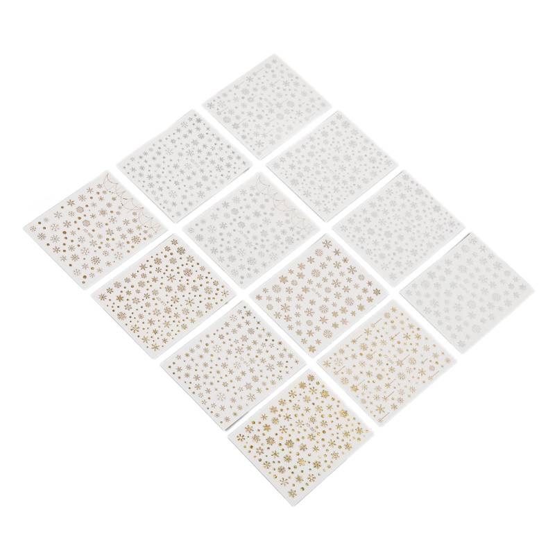 12 Blatt Schneeflocken Nail Art Aufkleber Selbstklebend 5D Geprägt Weihnachts Nagel Abziehbilder von Joom DACH