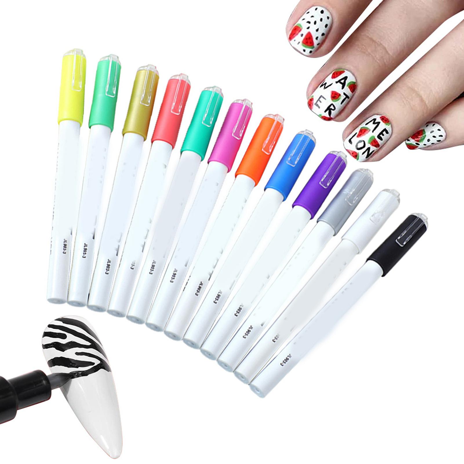 12 Farbe Nagel Malerei Stift 3D Nagellack Farbe Graffiti Stift DIY Linie Zeichnung Stift Nail art von Joom DACH