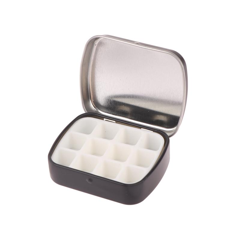 12 Grids Mini Aquarell Palette mit Deckel Reise Tragbare Leere Aquarell Blechdose Metall Maltablett Künstlerbedarf schwarz von Joom DACH