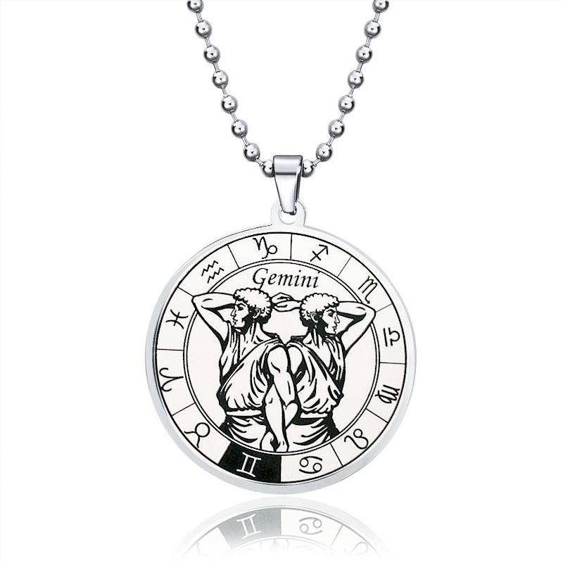 12 Konstellation Edelstahl Kette Halskette Frauen/Männer Silber Halskette Schmuck von Joom DACH